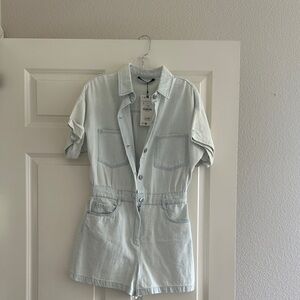 Zara Light Blue Denim Romper